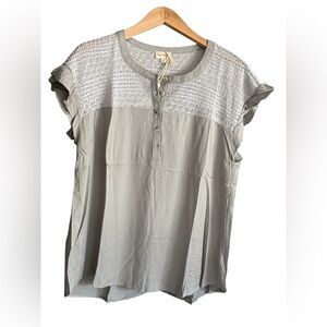 Hem & Thread Light Gray Blouse with Button Accents
